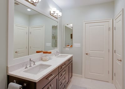 Bathroom remodel, home remodel, Northern Virginia remodel, bathroom design, granite countertops, white sink,