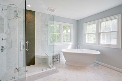 Home remodeling master bathroom design, Northern virginia remodeling, bathroom designs, white bathroom, standalone bath tub, home remodeling
