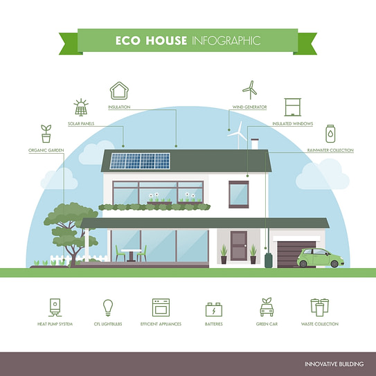 Green eco house remodeling infographic